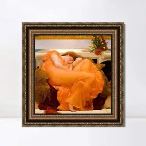Framed Wall Art Giclee Print Flaming June by Frederick Leighton 28"x28" - Picture 1 of 5