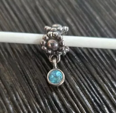 Retired RARE Authentic Genuine Silver Blue Topaz Daisy Dangle Charm Bead 790386 - Image 1 of 3