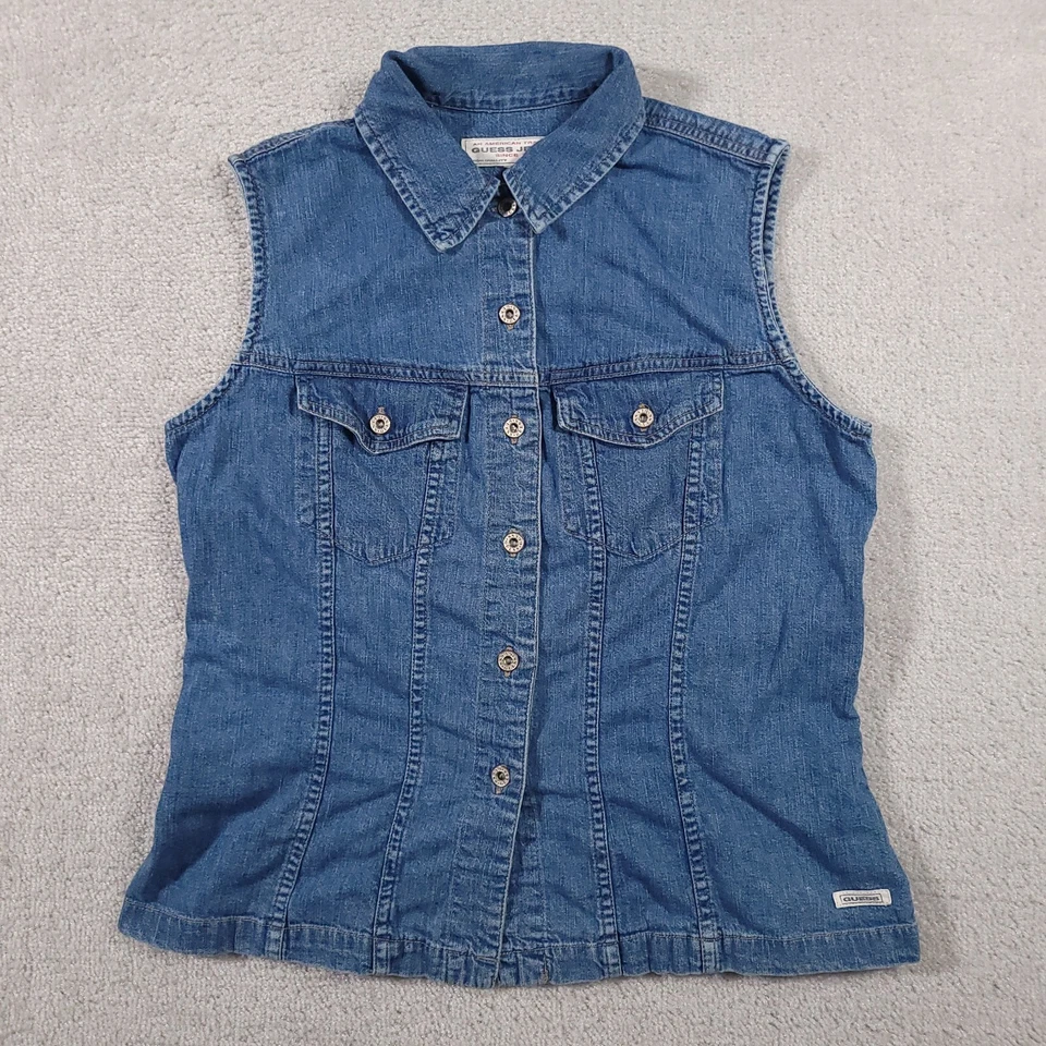Chaleco vaquero vintage Guess Jeans para mujer pequeño con botones sin mangas vaquera occidental Foto 1 de 4