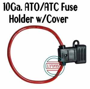 (1pcs) 10ga ATC/ATO Fuse Holder w/Cover 10" wire - Picture 1 of 2
