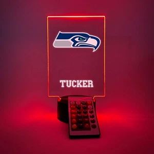 Personalized LED 16 Colors Light Up Stand Seattle Seahawks Football w/Remote - Picture 1 of 7