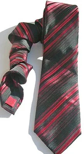 Alfani NEW Red Black Slim Striped Men's Neck Tie $49 A2324 - Picture 1 of 2