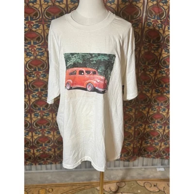 Vintage 50/50 Hanes Heavyweight Orange Car Graphic T Shirt XL single stitch - Image 1 of 4