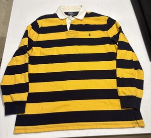 Polo Ralph Lauren Rugby Poloshirt gelb & dunkelblau gestreift grün Pony Gr. L - Bild 1 von 12