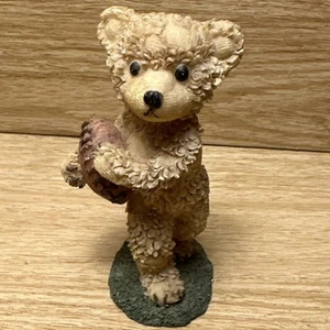 Mangy Teddy Bear Figurine Resin Boy Bear Blue Brown Football Player VTG 4.25” - Picture 1 of 8