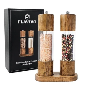 Wooden Salt and Pepper Grinder Set, Manual Premium Acrylic Salt and pepper Mi... - Picture 1 of 7