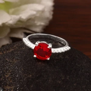Anello gioiello in argento sterling 925 con pietre preziose granate del... - Foto 1 di 3