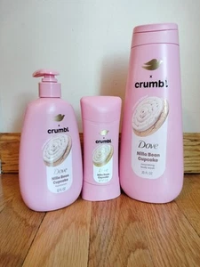 Dove x Crumbl Nilla Bean Cupcake Set Of 3: Body Wash, Hand Wash & Deodorant - Picture 1 of 4