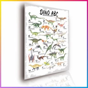 Dinosaurier ABC Lernposter für Kinder Dino-Poster XXL Kinderzimmer Deko & Kunst - Bild 1 von 6
