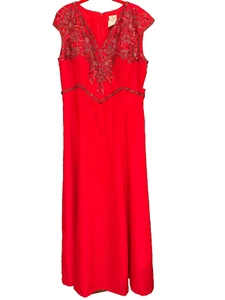 VTG Alyce Designs Beaded Formal Red Dress Sz. 22 Wedding Cruise Party 80's NWT - Picture 1 of 11