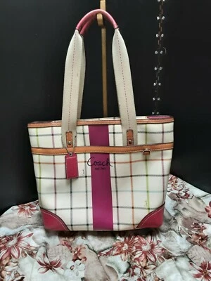 Coach Peyton Multi Colored Purse ECRU  Multi-color Dark Pink Detail No. F14780 - Image 1 of 4