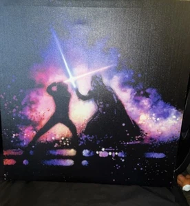 Star Wars Luke Skywalker Darth Vader Fight Wrapped Canvas Print 18x18” - Picture 1 of 2