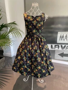 Lindy Bop Delta Mustard Rose Polka Dot Vintage Style Dress - Picture 1 of 18