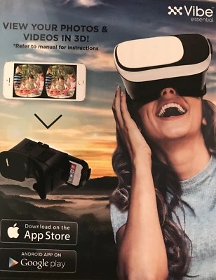 VIBE, Virtual Reality Headset. in White.  Can Be Worn w/Glasses. NEW. - Image 1 of 4