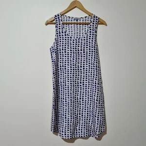 Bensimon Size S White Blue Silk Shift Summer Dress - Picture 1 of 7