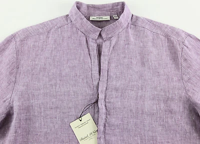 Camisa Para Hombre MURANO Púrpura Brezo 100% Lino Grande L NUEVA NUEVA CON ETIQUETAS ¡NiCe! Foto 1 de 4