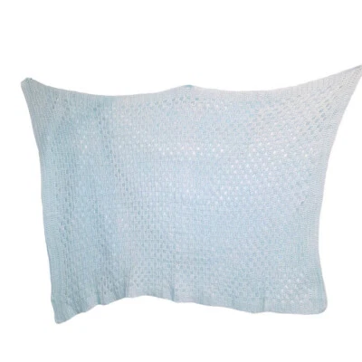 Vintage Handmade Crochet Blue Baby Blanket 47" X 33" - Image 1 of 4