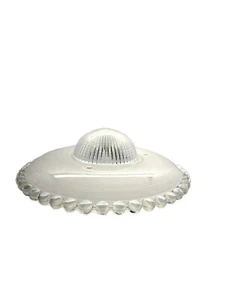 VTG 40’s 50’s flying saucer Ceiling Light Glass light Shade Semi Flush Fixture - Picture 1 of 11