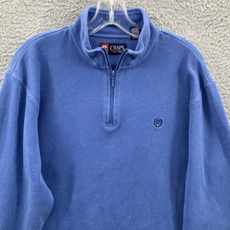 Chaps 1/4 Zip Pullover Mens Large Sweater Long Sleeve Knit Quarter Zip Adult L - Image 1 of 4
