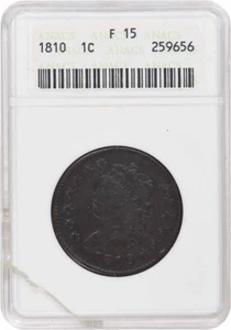 1810 Large Cent F15 ANACS - Picture 1 of 2