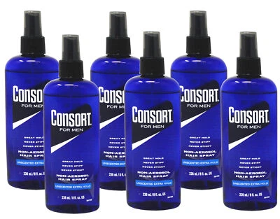 Paquete de 6 spray para el cabello Consort, sujeción extra sin perfume de 8 onzas Foto 1 de 4