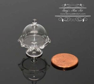 1:24 Dollhouse Miniature Fluted Cake Plate with Cover BD HS200 - Picture 1 of 3