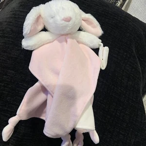 Carters White Bunny Rabbit Pink Lovey Security Blanket Rattle Pacifier Holder - Picture 1 of 10