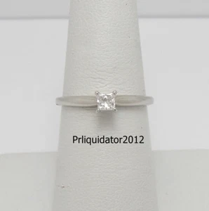 Anello di fidanzamento solitario diamante principessa naturale 1/5 ct oro bianco 10 carati - Foto 1 di 13