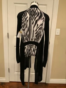 Ted Baker Black White Geometric 100% Silk Open Front Cardigan Size Medium | TB 2 - Picture 1 of 10