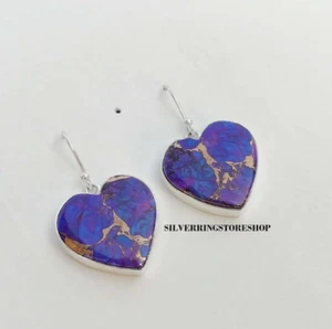 Purple Copper Turquoise Earring 925 silver Jewelry Handmade Earring Gift For Her - Picture 1 of 8