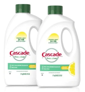 2 Detergentes para lavavajillas transparentes y sin cascadas, esencia de limón, 60 fl oz - Imagen 1 de 1