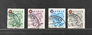 German Occupied Badan Scott # 5NB1-5NB4 VF Used Signed Herb Block Stamp Cat $260 - Picture 1 of 2
