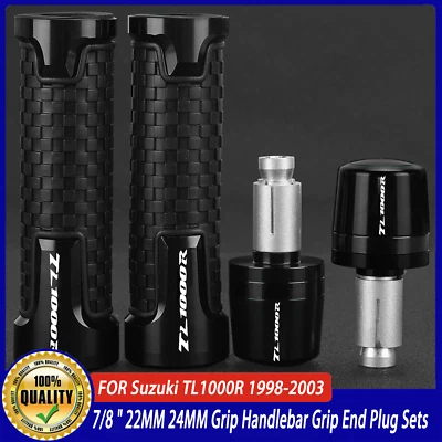 LOGO "TL1000R" Grip Handlebar Grip End Plug Sets For Suzuki TL1000R 1998-2003 - Image 1 of 4