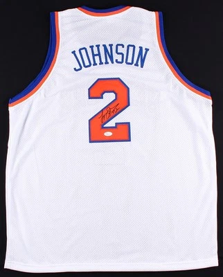 Larry Johnson Signed New York Knicks Jersey (JSA COA) #1 Overall Draft Pick 1991 - Image 1 of 4