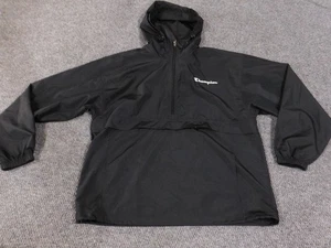 Champion Sudadera con Capucha Para Hombre Grande Negro Logo Pullover Cortavientos 1/4 Cremallera Activa - Imagen 1 de 12