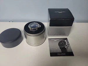 NEW JORG GRAY JG1850-22 BLACK WATCH STEEL LEATHER - Picture 1 of 4