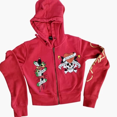 Sudadera Ed Hardy XS Sudadera con Capucha Love Kills Slowly Y2K Calavera Cremallera Completa Chaqueta  Foto 1 de 4