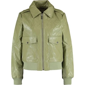 MICHAEL KORS Vegan Leather Quilted Bomber Jacket , Sage Green, Sz: L ( UK12) - Picture 1 of 8