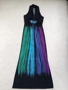 Phase Eight Damen UK10 Maxi schwarz/bunt verziert ärmellos Kleid Abschlussball - Bild 1 von 10