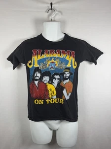 Vintage 80s 1986 Alabama On Tour 86 American Tour Black T Shirt Size Medium - Picture 1 of 8