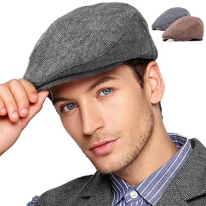 2 Pack Brown+Grey Newsboy Cap Hunting Cabbie Irish Wool Hat for Men (L/XL, 7 ... - Picture 1 of 7