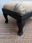 Deconstructed Little Rustic Country Barn Footstool Printed Hessian Upholstered