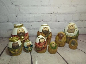 9 pz Nidificazione Natività Bambole Sacra Famiglia Romana 3 Re Pastore Animali Natale - Foto 1 di 18