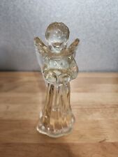 Vintage PRAYING ANGEL Crystal Candle Holder Lead Glass Like Cut Ice Candlestick