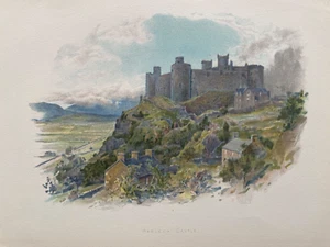 1890 Antique Print; Harlech Castle, Wales after Wilkinson - Picture 1 of 2