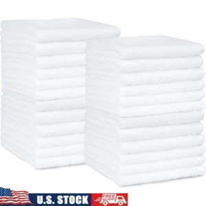 24 Pack Cotton Washcloths Soft Absorbent Fast Drying Towels Household Cleaning - Picture 1 of 7