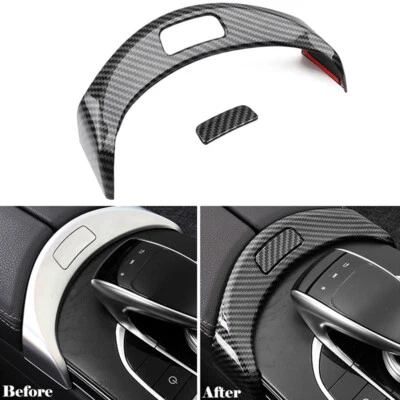 Carbon Fiber Console Armrest Button Cover For Mercedes Benz C200 C300 2015-2020 Foto 1 de 4