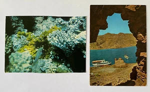 Red Sea Gulf of Aqaba – Eilat and Sinai – 2 Postcards by Palphot Israel 1970s - Picture 1 of 2
