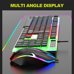 Kits de ratón con teclado para juegos GT100 con cable con sensación mecánica retroiluminación LED RGB - Imagen 1 de 13