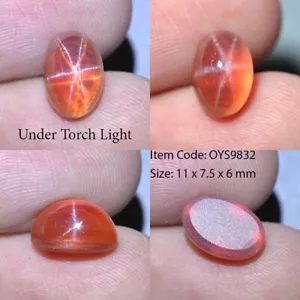 5.85 Ct 11x7.5 MM Orange Star Sapphire 6 Rays Lab Corundum VDO OYS9832 - Picture 1 of 6